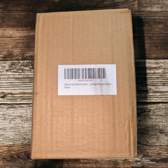 Nature Vibe Flocked White Reindeer Christmas Ornaments Set of 6, New - Picture 8 of 8